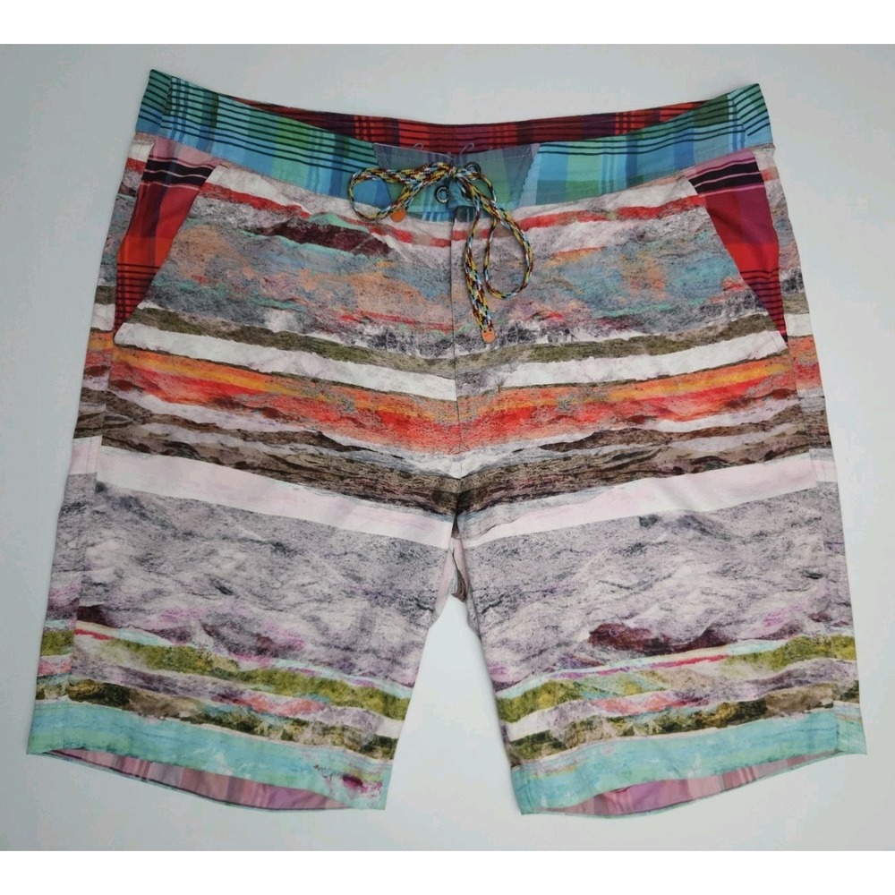 Robert Graham Men's Pilot Rock Lined Drawstring w/ Zipper Bathing Suit Zip...